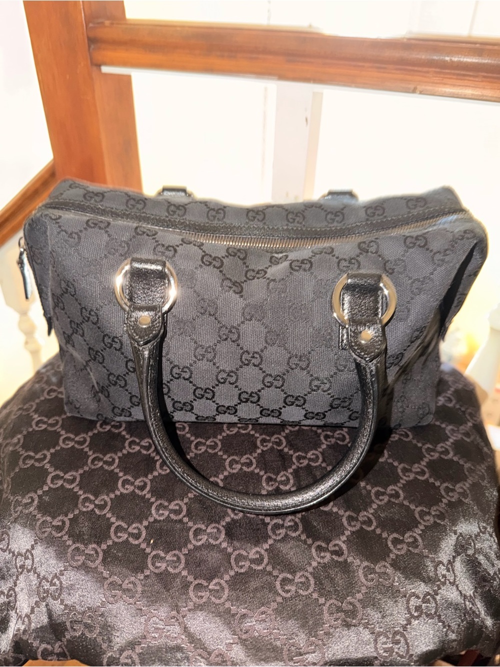 AUTHENTIC Gucci Black GG Monogram Canvas